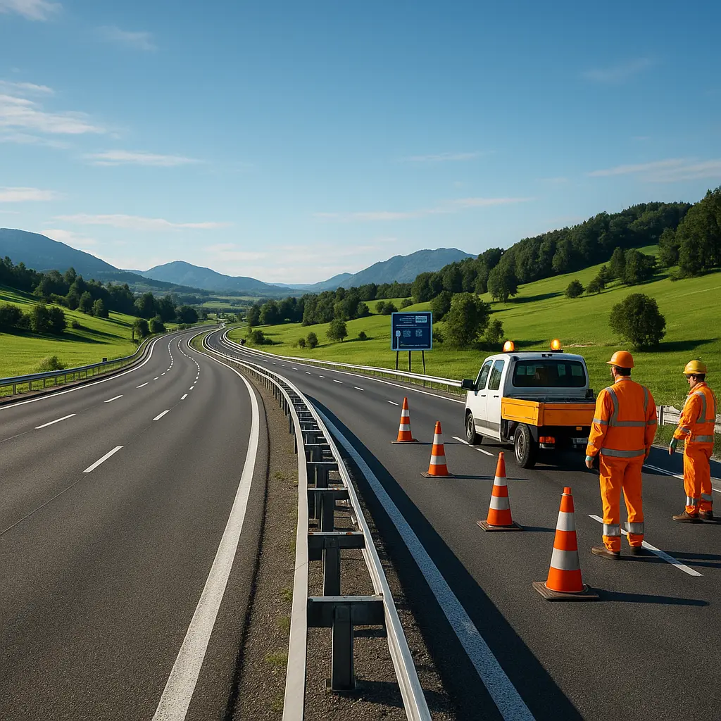 Highway mit laufenden Instandhaltungsmaßnahmen in Österreich